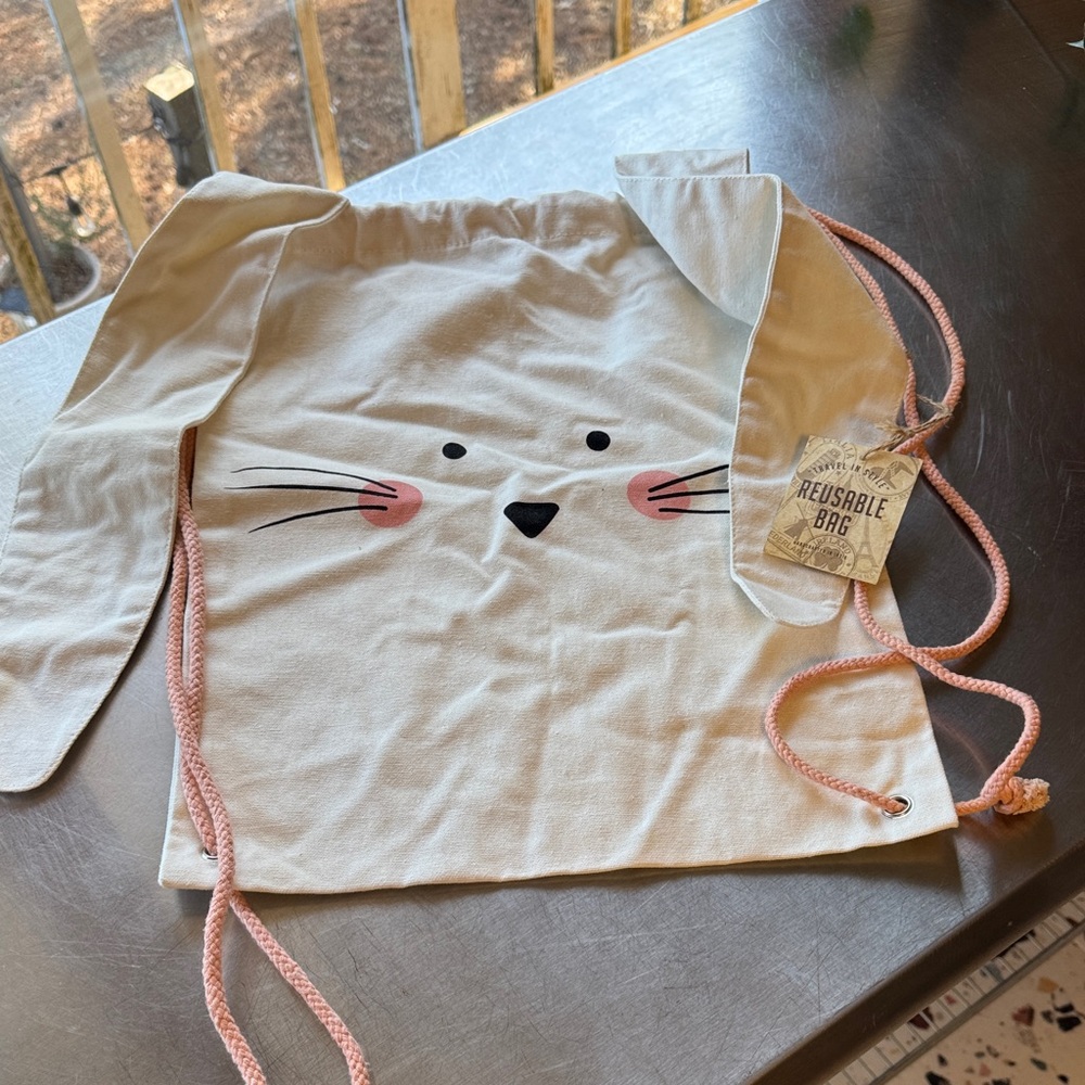 Bunny Reusable Bag - Cream and Pink